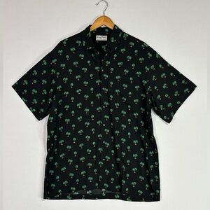 Kenny Flowers Black Shirt with Green Palm Print